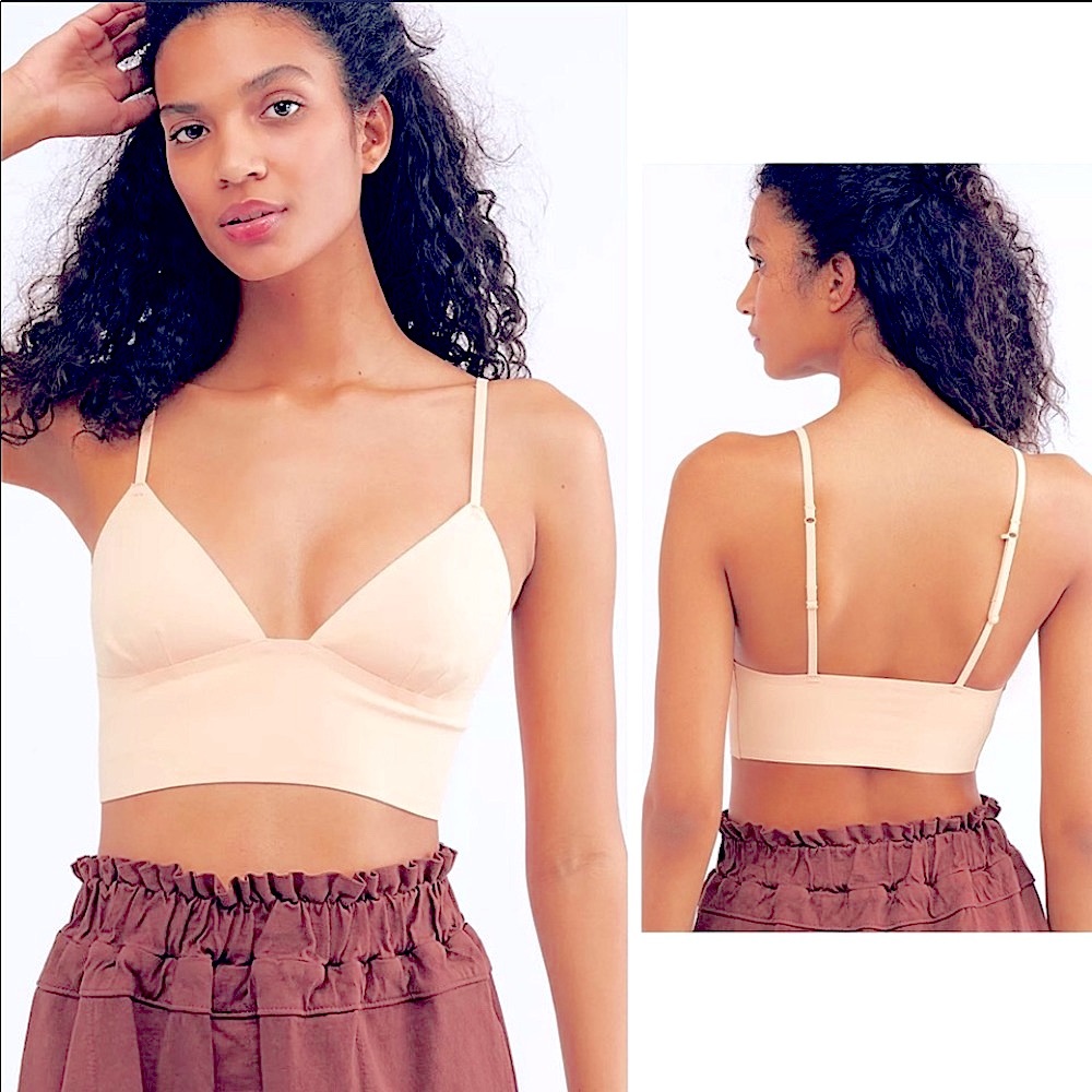 NWT Free People Belle of George longline bra apricot light orange S M L deep v